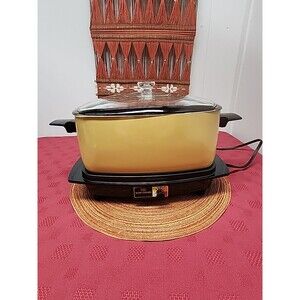 VTG Sears 6 Quart Rectangle Slow Cooker Harvest Gold 5 Temp Setting Tested Works